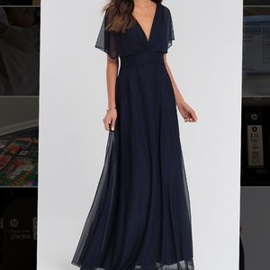 Flutter-Sleeve Long Formal Bridesmaid Dress